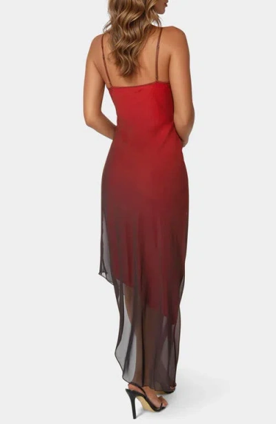 Bebe Ombré Chiffon Asymmetric Slipdress In Red