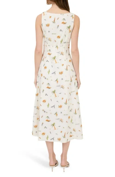 Blu Pepper Beach Print Midi Dress In Multi