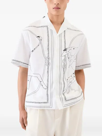 Jacquemus Dog Embroidered Collar Graphic Print Shirt In White