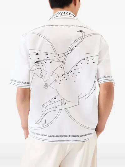 Jacquemus Dog Embroidered Collar Graphic Print Shirt In White