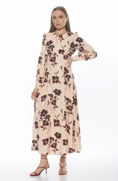 Alexia Admor Yesenia Long Sleeve Empire Waist Maxi Dress In Multi