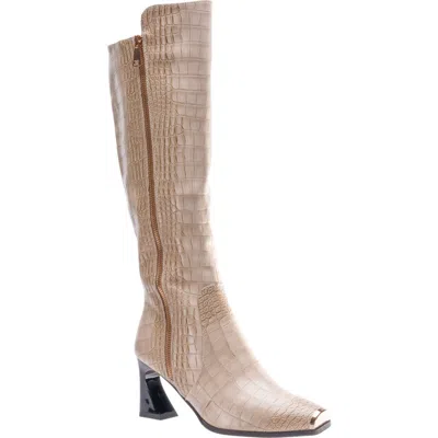 Ninety Union London Croc Embossed Knee High Boot