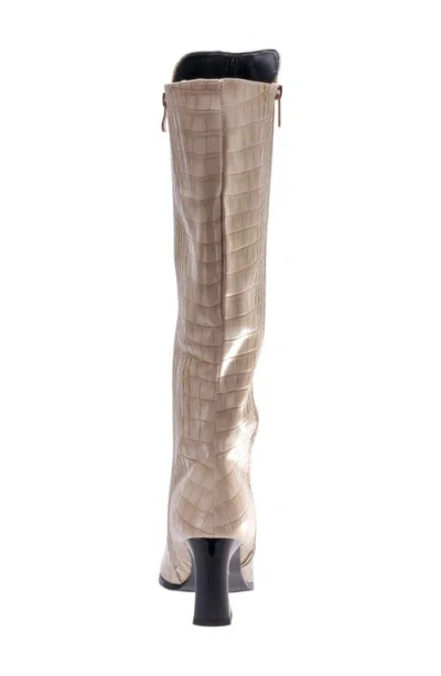 Ninety Union London Croc Embossed Knee High Boot