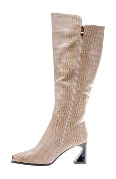 Ninety Union London Croc Embossed Knee High Boot