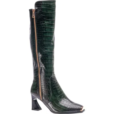 Ninety Union London Croc Embossed Knee High Boot