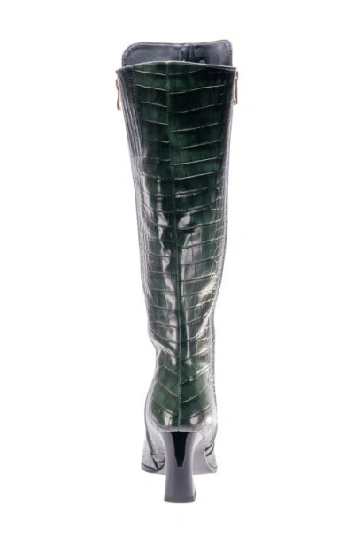 Ninety Union London Croc Embossed Knee High Boot