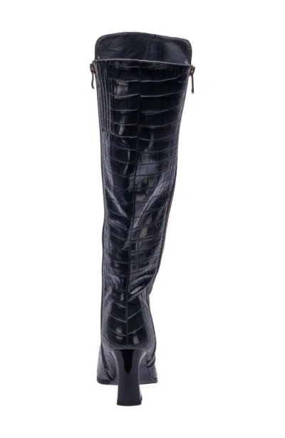 Ninety Union London Croc Embossed Knee High Boot