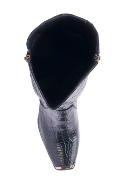 Ninety Union London Croc Embossed Knee High Boot