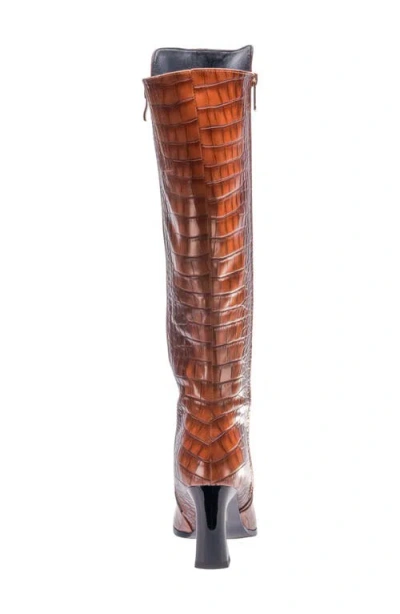 Ninety Union London Croc Embossed Knee High Boot