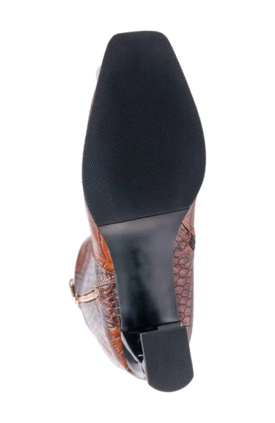 Ninety Union London Croc Embossed Knee High Boot