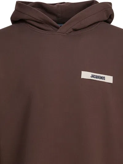 Jacquemus Gros Grain Hooded Sweatshirt In Brown