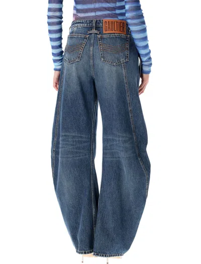 Jean Paul Gaultier Denim Strap Jeans In Blue