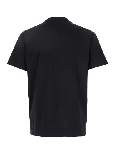 Dsquared2 Men Black Crewneck T-shirt With Maxi Logo Print On The Front In Cotton Man In Black