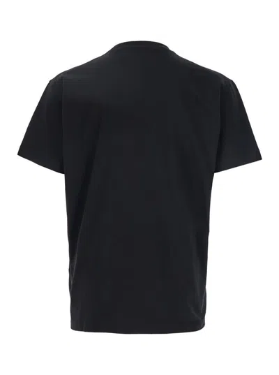 Dsquared2 Men Black T-shirt With Chest Logo Application In Cotton Man In Black