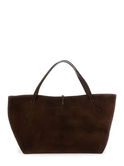 Liffner 'zip Penne' Brown Tote Bag With Two Top Handles And Logo Plaque On The Front In Leather Woman