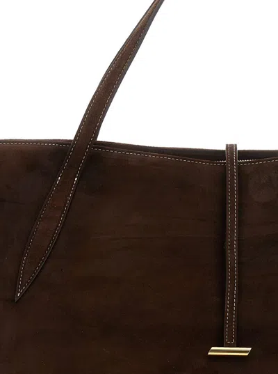 Liffner 'zip Penne' Brown Tote Bag With Two Top Handles And Logo Plaque On The Front In Leather Woman