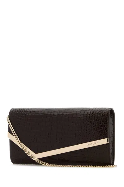 Jimmy Choo Clutch Emmie In Pelle Cioccolato Donna In Brown