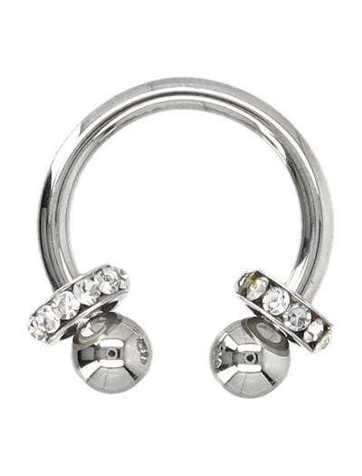 Justine Clenquet Horseshoe Crystal-embellished Earrings In Metallic