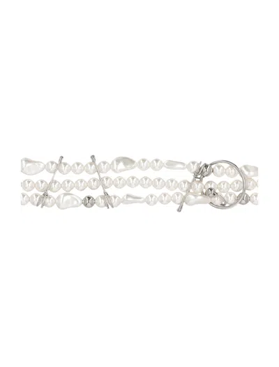 Justine Clenquet Layered White Pearl Choker With Silver Accents In Silver