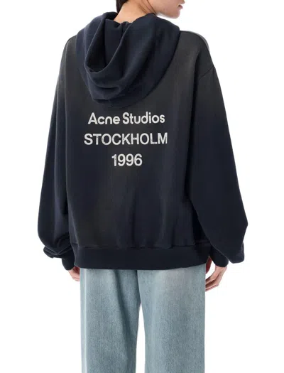Acne Studios Black Printed Hoodie In Brown