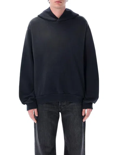 Acne Studios Black Printed Hoodie In Brown