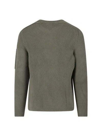 C.p. Company Crewneck Sweater With Arm Pocket And Ribbed Texture