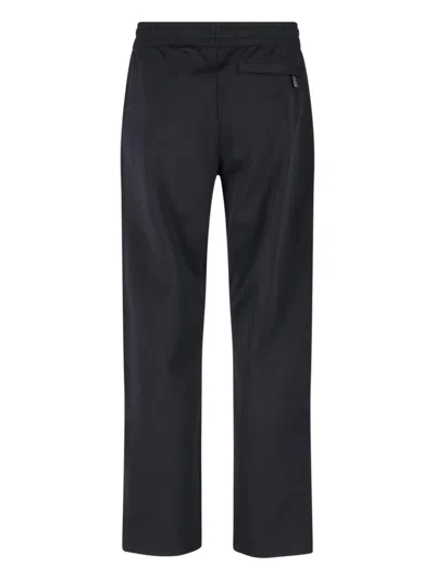 Burberry Straight Trousers With Elastic Waistband And Side Stripe In Black