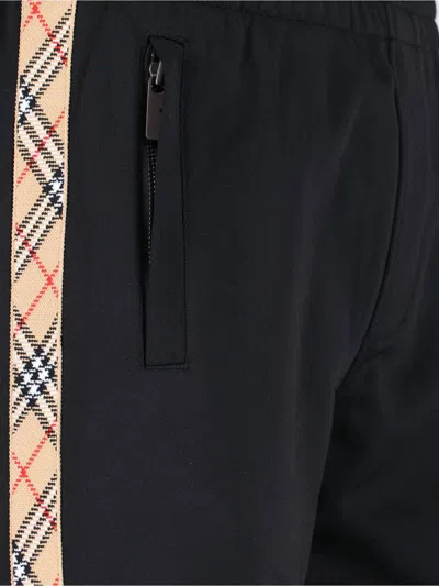 Burberry Straight Trousers With Elastic Waistband And Side Stripe In Black