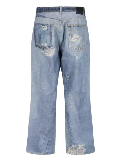 Our Legacy High Waist Wide Leg Distressed Jeans In Blue