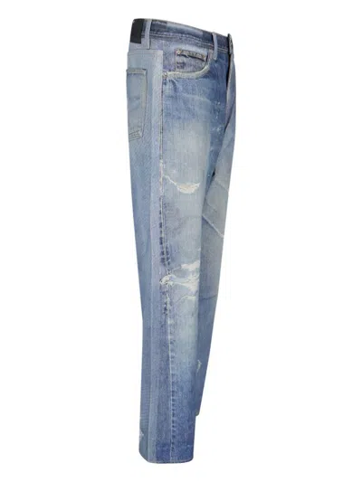 Our Legacy High Waist Wide Leg Distressed Jeans In Blue