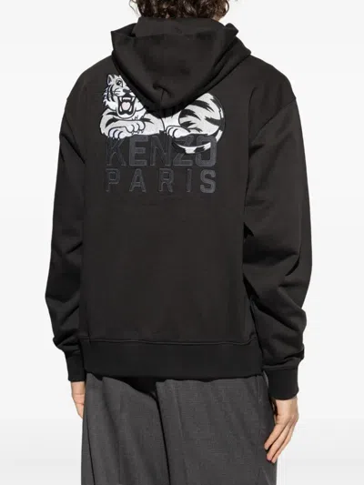 Kenzo Happy Tiger Hoodie In Black