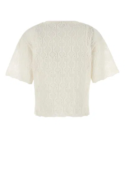 Bottega Veneta Lace Round Neck Fish Top In Neutral