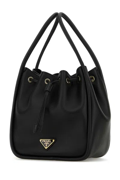 Prada Black Leather Mini  Darling Bucket Bag