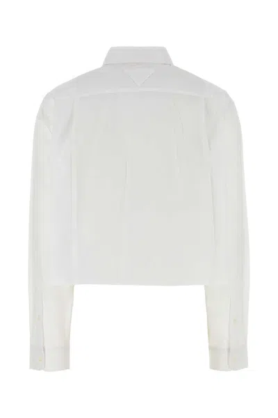 Prada Bow-detail Cropped Shirt In Multi