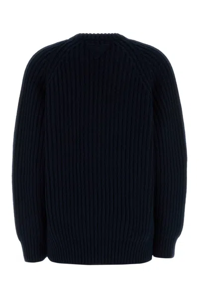 Prada Dark Blue Wool Blend Sweater In Blue