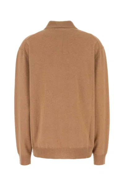 Miu Miu Argyle Pattern Cashmere Polo Pullover In Brown