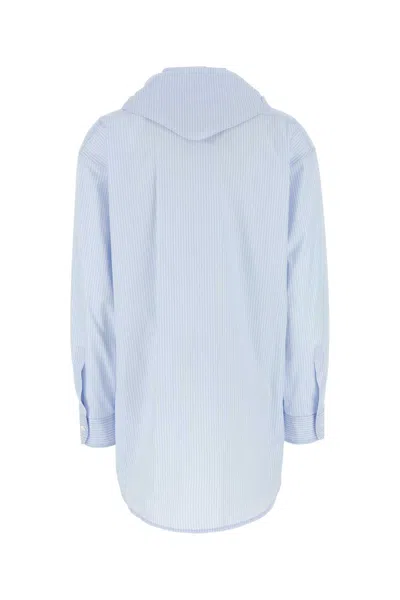 Miu Miu Embroidered Poplin Shirt In Blue