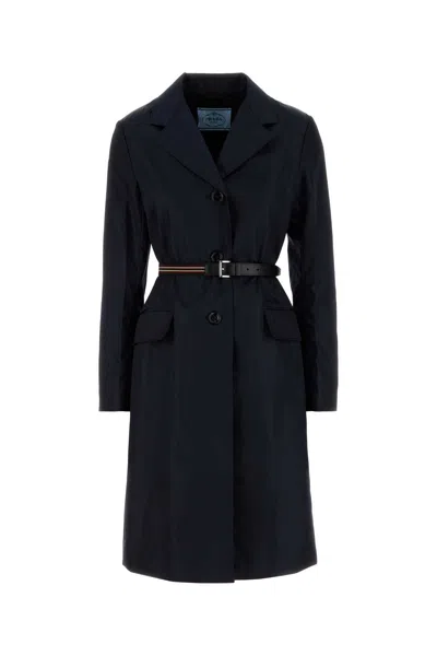 Prada Midnight Blue Re-nylon Trench Coat In Multi