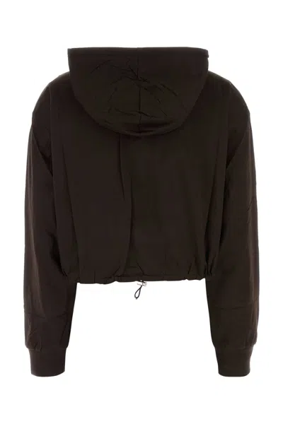 Prada Reversible Drawstring Hem Cotton Sweatshirt In Brown