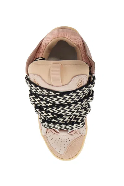 Lanvin Calf Leather Sneakers In Grey With Multicolor Laces