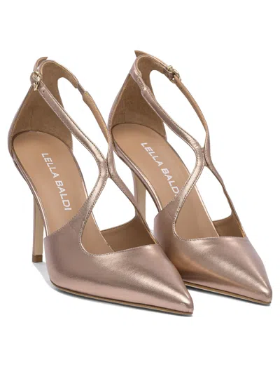 Lella Baldi Bronze Leather Heeled Shoes