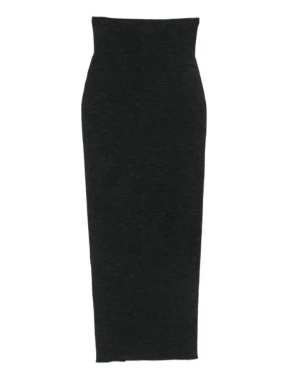 Alberta Ferretti High-waisted Virgin Wool Maxi Skirt In Black