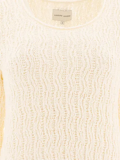 Loulou Studio Textured Fabric Long Sleeves Round Neckline Dress In Neutral