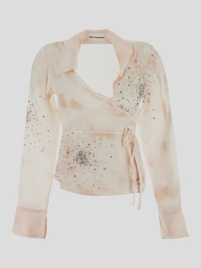 Des_phemmes Crystal Tie Dye Shirt Long Wrap In Multi