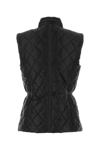 Michael Kors Sleeveless Jacket With High Collar And Quilted Design In Black
