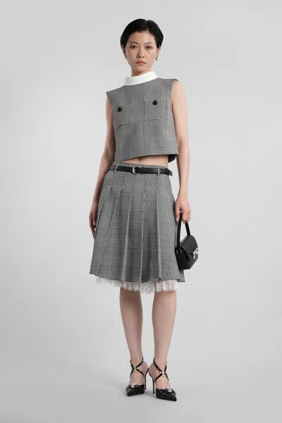 Self-portrait Prince Of Wales Check Top In Gray