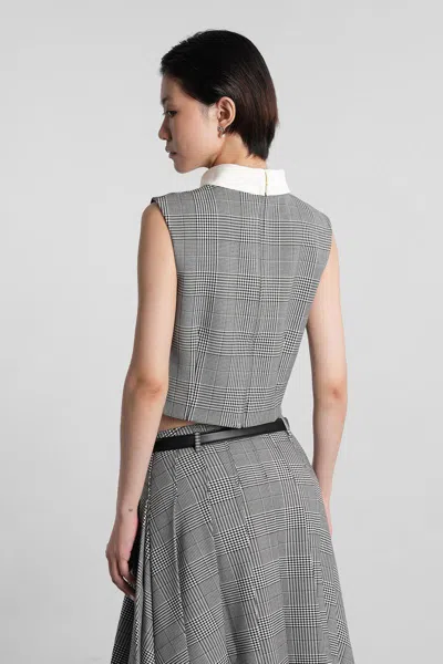 Self-portrait Prince Of Wales Check Top In Gray