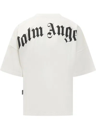 Palm Angels Relaxed-fit White T-shirt With Logo Print In Multi