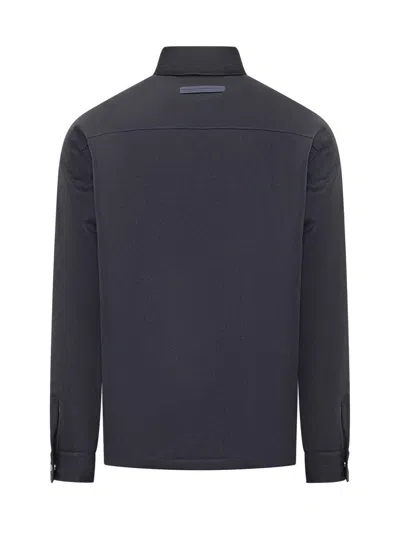 Zegna Padded Techmerino Shirt Jacket In Blue