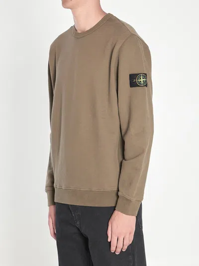 Stone Island Fleece Sweatshirt In Brown